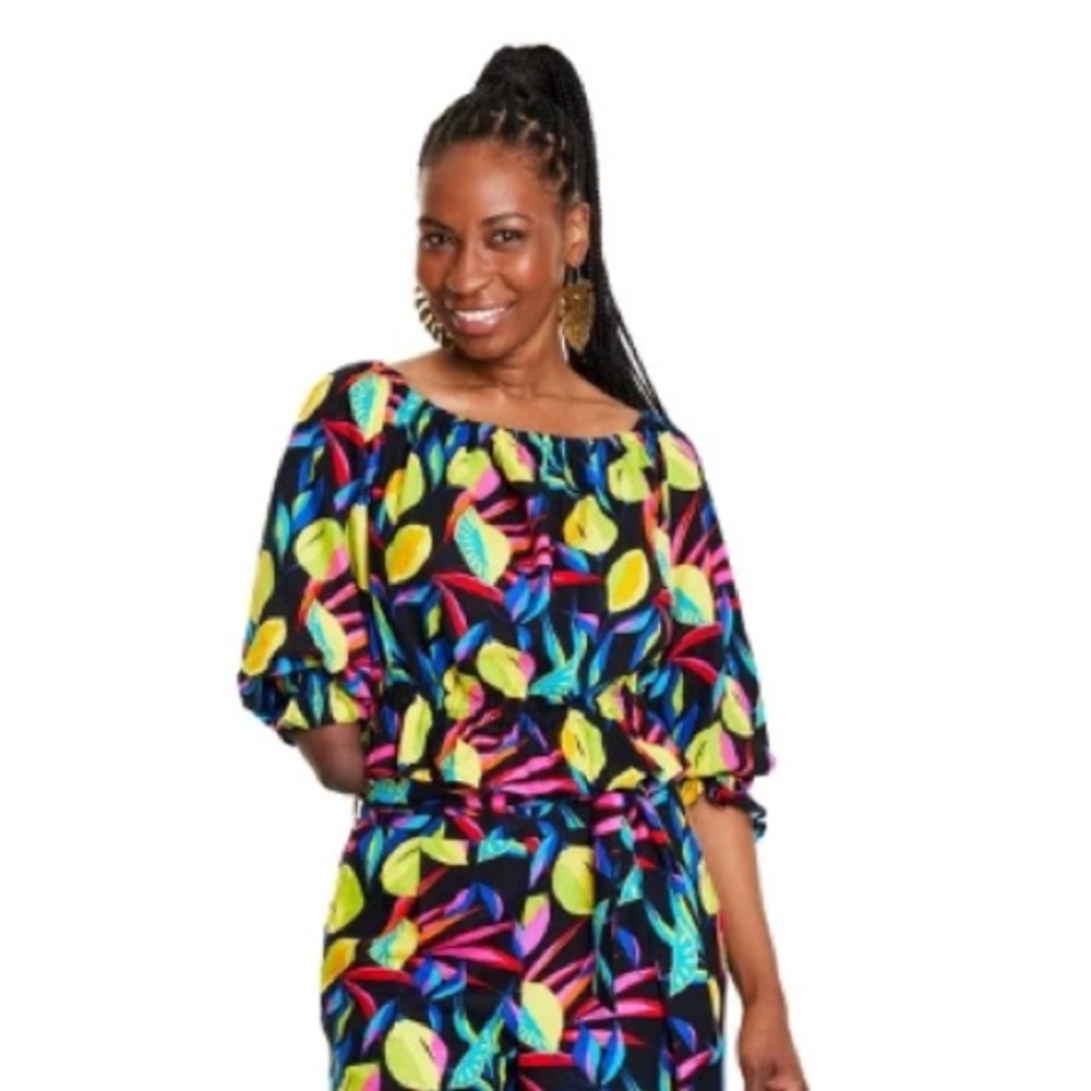 Women’s Lemon Print Bardot Top by Tabitha Brown for Target size XL